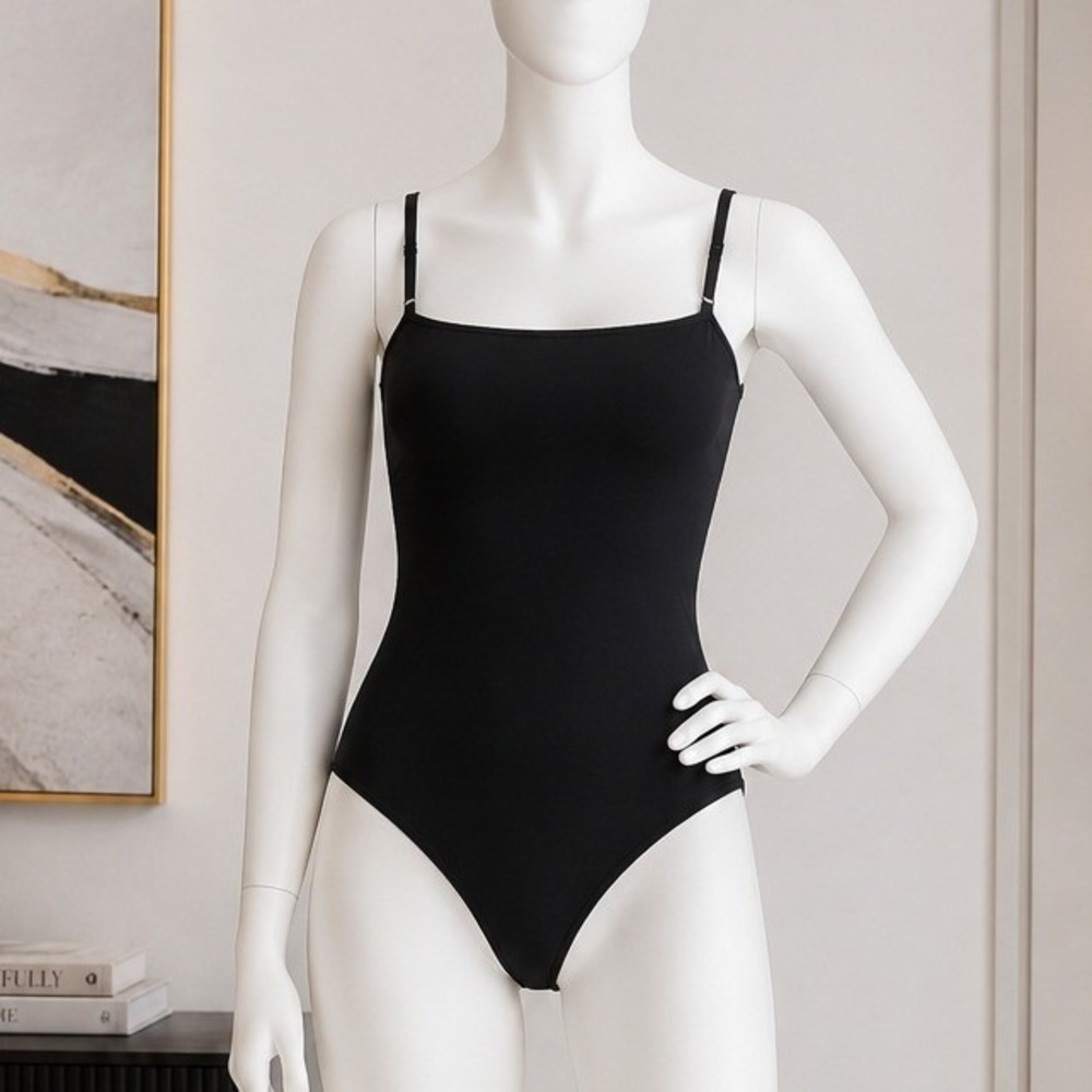 SUUKSESS Womens Bodysuit Black Cowl Neck Adjustable Straps XL